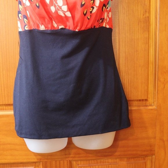 Hype Silk Floral Color Block Open Back Top LG - Picture 10 of 11